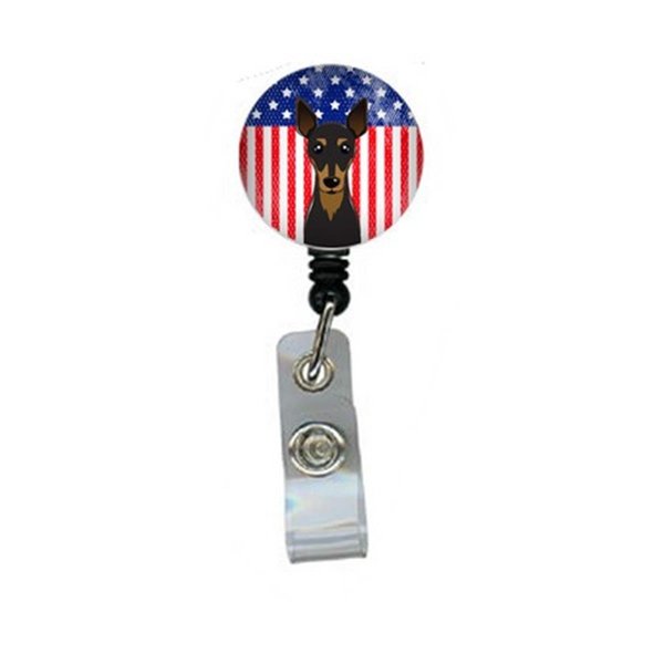 Teachers Aid American Flag & Miniature Pinscher Retractable Badge Reel TE2557935